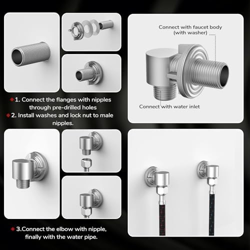 HURRAN Wall Mount Commercial Faucet Installation Kit-1/2" NPT Connector Adapter - Image 4