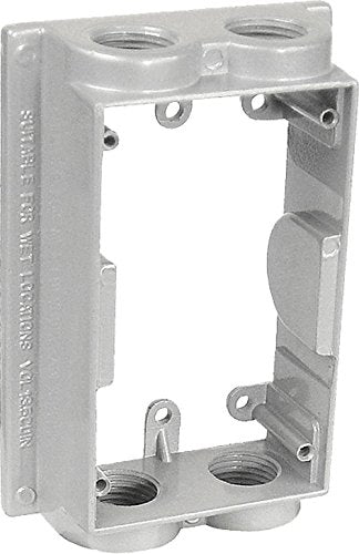 Metallic 1-Gang Extension Ring, Four 1/2" Knockouts, Weatherproof Gray by Sealproof