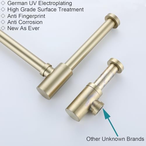 RANDOM Brass Round Bottle P-Trap 1 1/4, Raise and Lengthen Adjustable Basin - Image 7