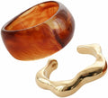 2Pcs Irregular Acrylic Bangle Set - Open & Closed Cuff Bracelets Fashion Jewelry for Women, Trendy Chunky Resin Bracelets New Year's gift