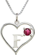 Silver Sterling Necklace Initial Letter A-Z Birthstone for Women – Personalized Custom Jewelry Pendant with Heart Design Customized Dainty Charm for Wife Girlfriend Mom – 18" Box Chain