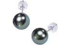 Gifts for Wife Anniversary 18K Gold Pearl Stud Earrings for Women- Genuine Handpicked Nature Tahitian Black Pearls Earring- Birthday Christmas Mothers Day Valentine's Jewelry Gifts