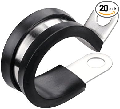 LOKMAN 20 Pack 1 Inch Stainless Steel Cable Clamp, Rubber Cushioned Insulated by LOKMAN