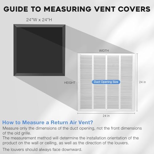 24" x 24" Return Air Grille Steel HVAC Vent Cover - Image 2