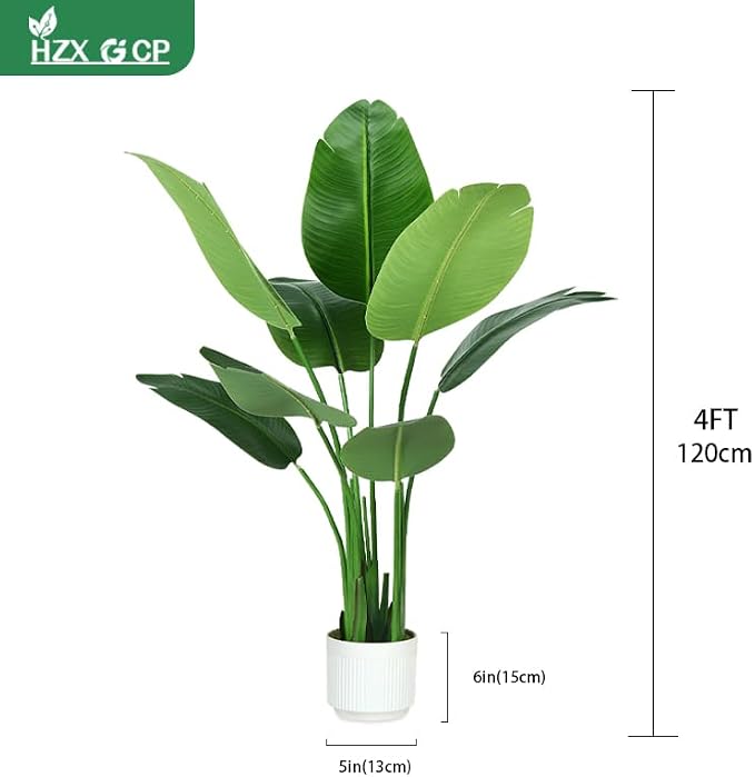 Bird of Paradise Plant Artificial 4ft, Faux Plants Indoor Tall - Image 2