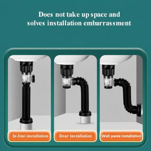 Bathroom Sink Drain Kit with Flexible Expandable P-Trap, Pop Up Stopper and - Image 4