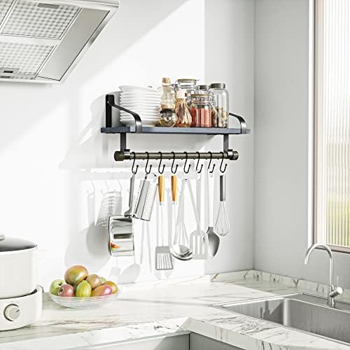 Love-KANKEI 17.3"Floating Wall Shelf Wood/Bracket, Coffee Bar, Weathered Grey - Image 4