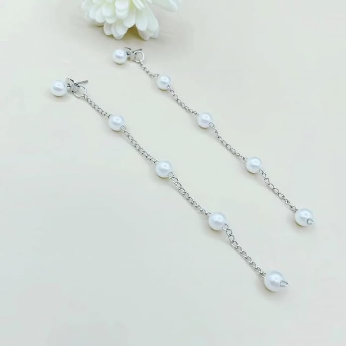 Lariat Gold Necklace for Women Dainty Long Necklace 14k Gold Plated/Silver Y-Shaped Pendant Drop Chain Trendy Layered Pearl/Beaded/CZ Necklaces Simple Gold Jewelry For Women Gift