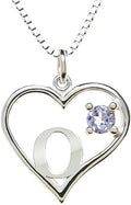 Silver Sterling Necklace Initial Letter A-Z Birthstone for Women – Personalized Custom Jewelry Pendant with Heart Design Customized Dainty Charm for Wife Girlfriend Mom – 18" Box Chain