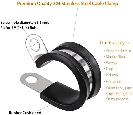 LOKMAN 20 Pack 2 Inches Stainless Steel Cable Clamp, Rubber Cushioned Insulated - Image 3