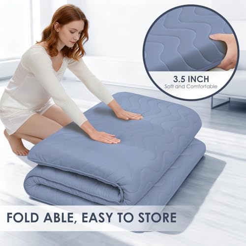 SCHNAUZER HOME Japanese Floor Mattress Futon Mattress Full 3.5" Thick Blue - Image 5