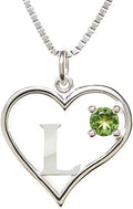 Silver Sterling Necklace Initial Letter A-Z Birthstone for Women – Personalized Custom Jewelry Pendant with Heart Design Customized Dainty Charm for Wife Girlfriend Mom – 18" Box Chain