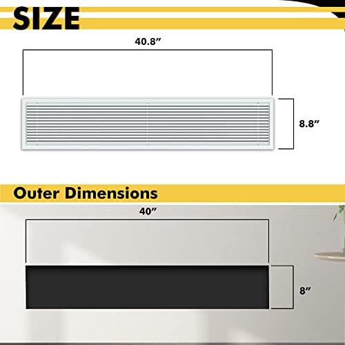 Linear Bar Air Grille 40" X 8", Aluminum Air Supply/Return Grilles, Easy Air - Image 2