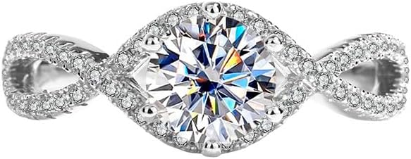 S925 Silver Adjustable Ring for Women |1 Carat D-color VVS1 Clarity Diamond Twist Arm Ring | Excellent Cut | Unforgettable Engagements Accessory