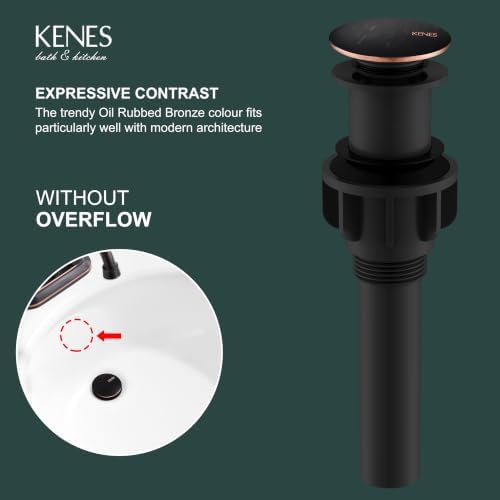 KENES 2 Pack Oil Rubbed Bronze Pop Up Bathroom Sink Drain Without Overflow - Image 3