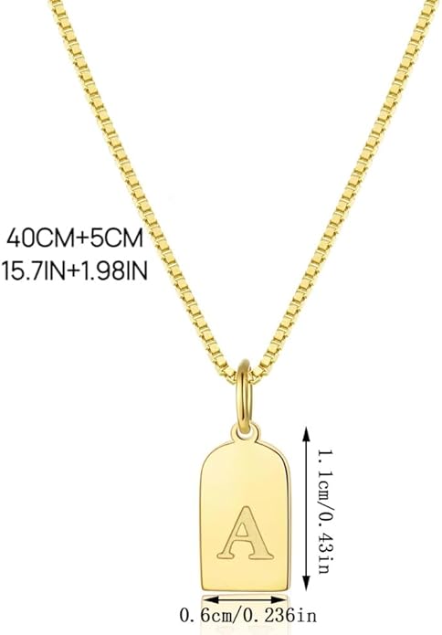 Stainless Steel Initial Necklace for Women, Gold Plated Letter Pendant Jewelry with Box Chain, Personalized Alphabet Necklace Gift for Her