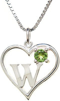 Silver Sterling Necklace Initial Letter A-Z Birthstone for Women – Personalized Custom Jewelry Pendant with Heart Design Customized Dainty Charm for Wife Girlfriend Mom – 18" Box Chain