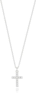 Zeffy Cross Necklace for Women, 18k Gold/Silver Plated Tiny Cross Pendant Necklace Simple Layered Cross Necklaces Gold Jewelry for Women