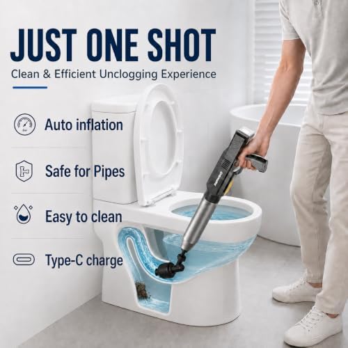 ‌Electric Toilet Plunger for Bathroom, High-Pressure Air Plunger, Heavy-Duty - Image 2