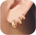 9 Pairs Chunky Gold Earrings Set for Women Trendy Lightweight Gold Plated Hoop Earrings Hypoallergenic Jewelry