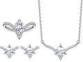 Gemlux 14K Gold Irregular Moissanite Ring Diamond-Studded Necklace Stud Earrings Set, Women's Luxury Jewelry Set, Unique Design for Fashion-Forward Occasions