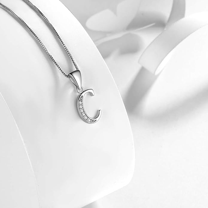 Aurora Tears Letter Necklace Initial 925 Sterling Silver Alphabet Pendant Crystal Name Gift Women Cubic Zirconia Jewelry