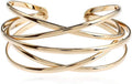 FUTIMELY Boho Chunky Cuff Bracelet for Women,Gold/Silver/Rose gold Multi-layer Cross Wire Bangle Bracelets Open Adjustable Wide Cuff Bracelet Fashion Statement Jewelry