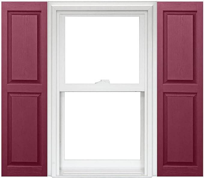 Homeside Raised Panel Vinyl Shutter 1 Pair 14-1/2in. x 35in. 330 Berry by Polaris