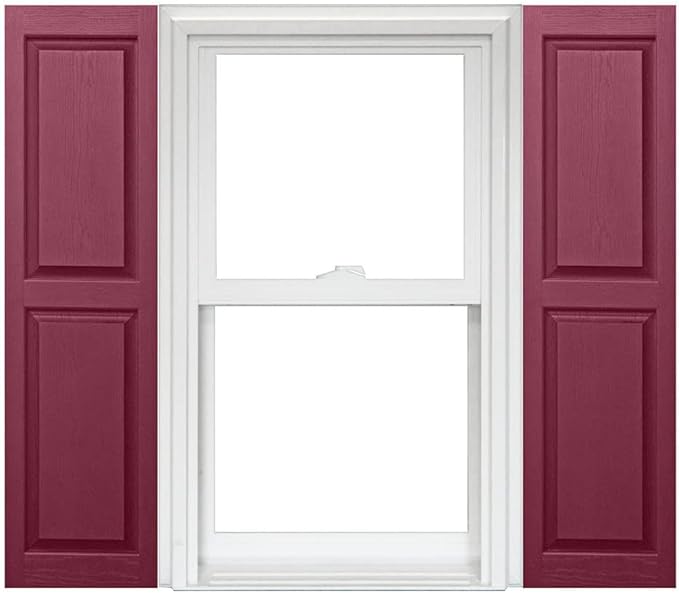 Homeside Raised Panel Vinyl Shutter 1 Pair 14-1/2in. x 63in. 330 Berry by Polaris