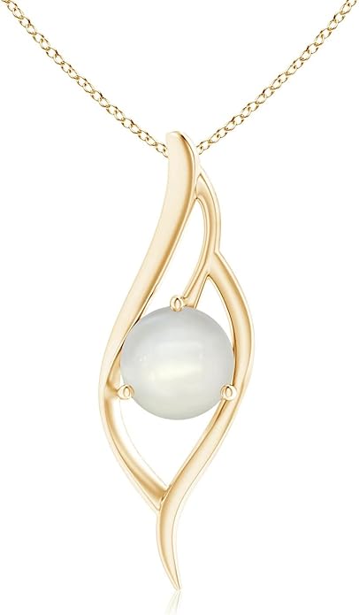 Angara Natural Moonstone Pendant for Women | Moonstone Angel Wing Bypass Pendant in 14K Solid Gold/Platinum With 18" Chain | Birthday, Anniversary, Gemstone Jewelry Gift