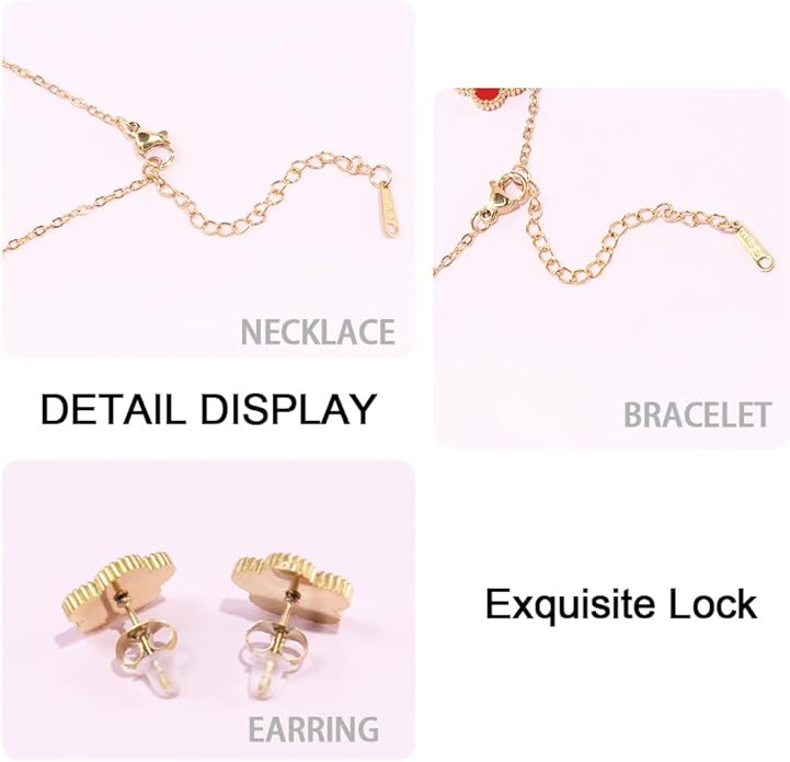 18K Gold-Plated Four Leaf Clover Bracelet for Women,Adjustable lucky Bracelet Set Jewelry Gift-Hypoallergenic Charm for Birthdays, Wellness & Daily Wear