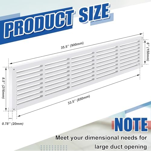 Colingmill 1 Pcs Decorative Return Air Vent Cover 35.5 x 8.5 x 3/4 Inch White - Image 2