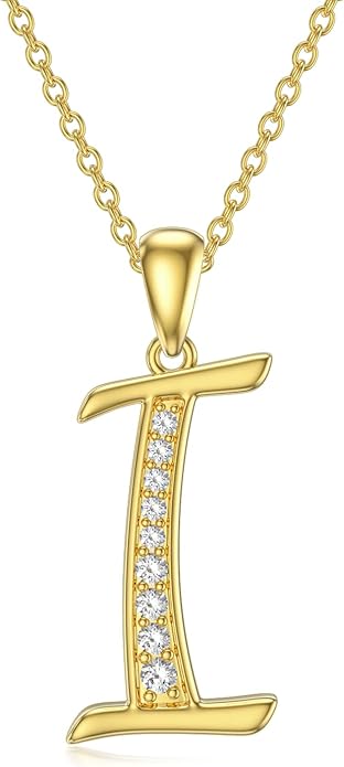 14k Gold Initial Necklace for Women, Solid Gold Moissanite Letter Pendant Necklaces Jewelry for Her Birthday Valentines Day Gifts for Mom Wife Christmas Gifts for Girlfriend Sister