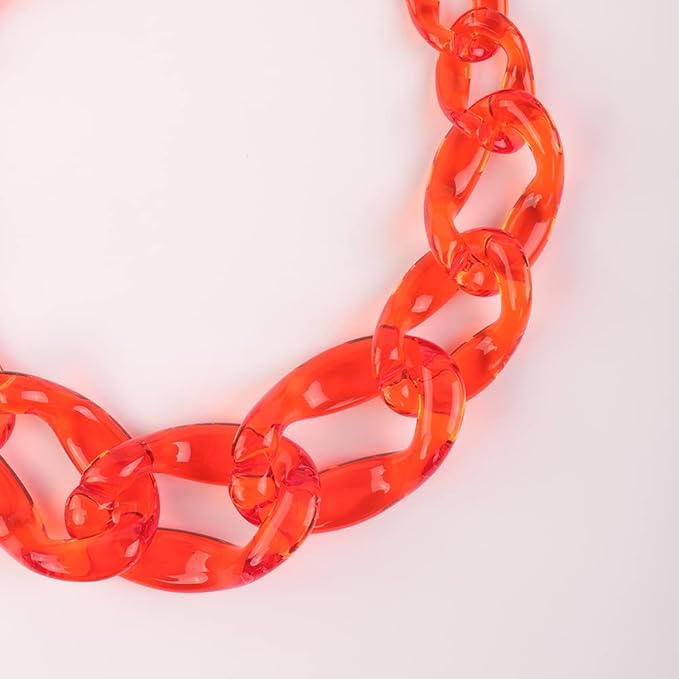 Wiwpar Acrylic Choker Necklace Statement Chunky Fashion Acrylic Necklace Colorful for Women (Red)