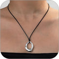 PLOUTOS Statement Modern Geometric Hollow Square Pendant Rope Chain Necklace for Women Bold Fashion Layering Collarbone Jewelry Party Wear Accessory