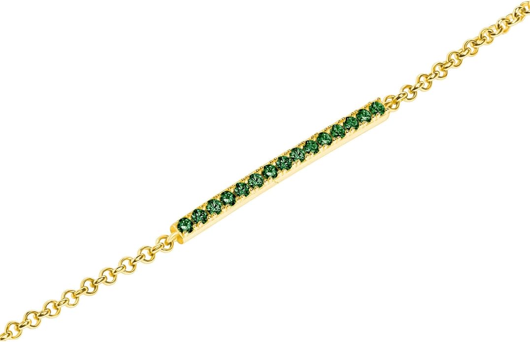 EcoGems Lab Grown Gemstone & Moissanite Bracelets – 14K/18K White or Yellow Gold Plated Sterling Silver – D Color VVS/VS Clarity – Elegant Sustainable Jewelry Gift with Gift Box