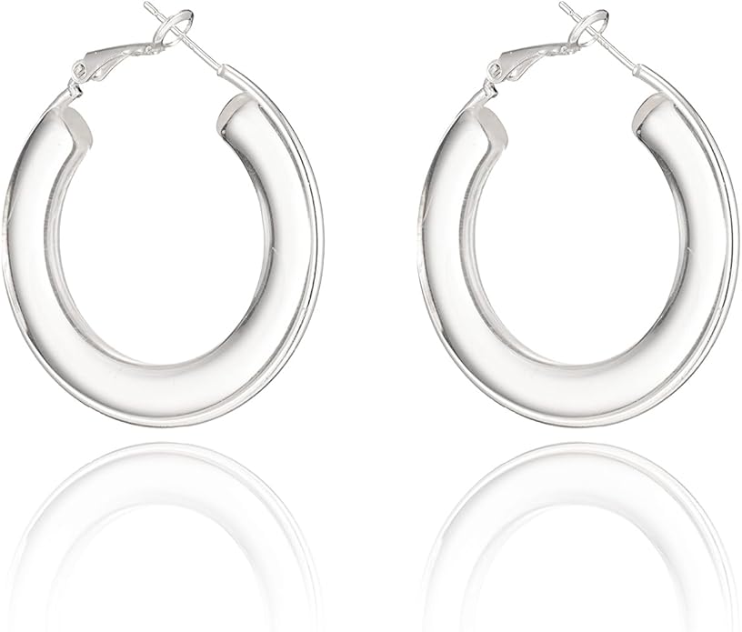 Acrylic Hoop Earrings Sterling Silver Lucite Clear Resin Rectangle Transparent Hoops for Women