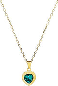 Cute Gold Heart Necklace for Women,18k Gold Plated Cubic Zirconia Charm Necklaces,Stainless Steel Women's Heart Stone Pendant Necklace for Women,16-18 Inches Adjustable Chain,Trendy Jewelry Gifts
