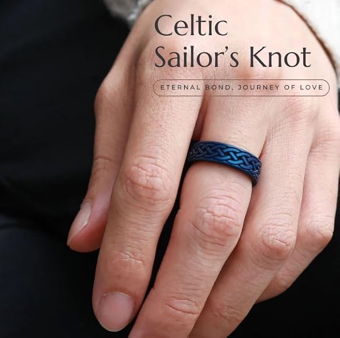 Knot Theory Celtic Butterfly Sailor Infinity Silicone Ring for Men Women - Breathable Dual Layer Comfort Fit 6mm Bandwidth