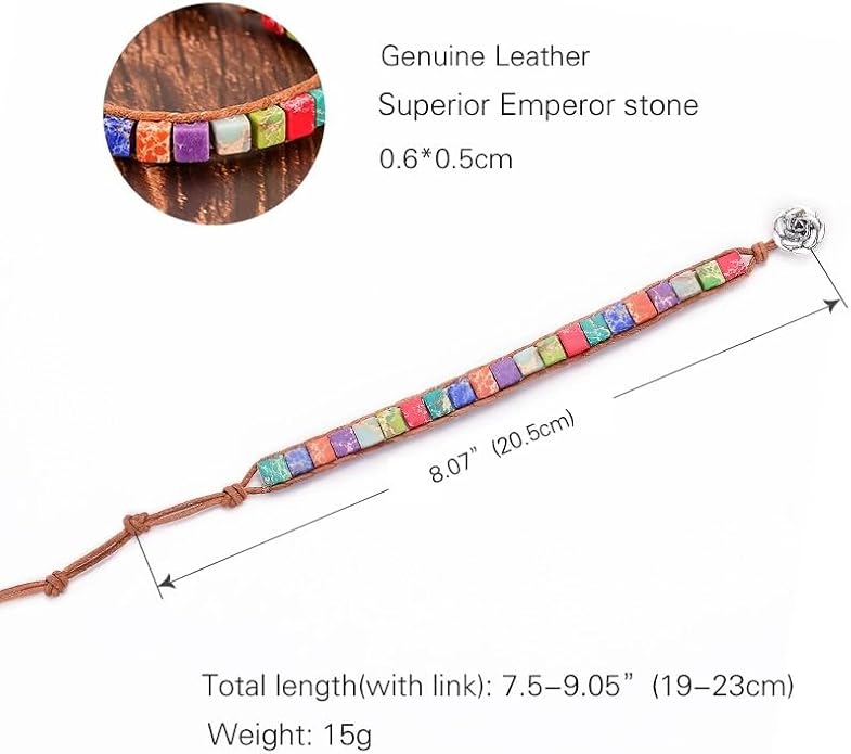 ZOSOJONA 7 Chakra Bracelet Bohemian Handmade Leather Wrap Healing Protection Natural Stone Yoga Beaded Bracelets Boho Friendship Jewelry