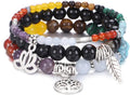 UEUC Tree of Life Yoga Healing Stone Bracelets,Multilayer Lotus Chakra Stone Reiki Bracelet Sets,Anxiety Crystal Natural Stone,for Women Stress Relief
