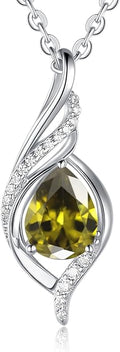 Birthstone Necklaces for Women Infinity Pendant S925 Sterling Silver Teardrop Pendant Necklace Anniversary Birthday Gifts for Women Wife Christmas Gifts for Her Mom Lady