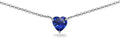 Birthstone Necklace for Women - Genuine or Synthetic Gemstone, 7mm Heart Solitaire, Short Dainty Layered Choker, Silver