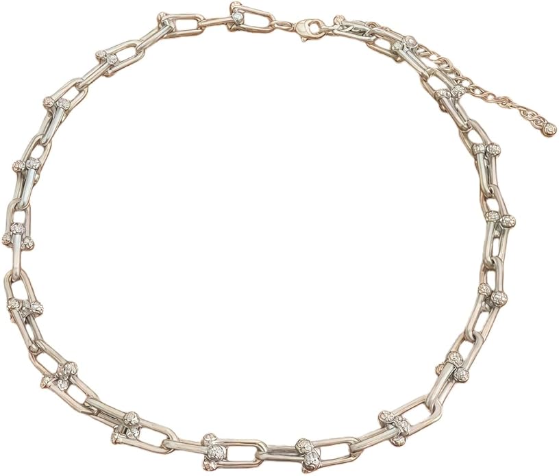 Paperclip Chain Necklace for Women, Chunky Gold & Silver Cuban Link Choker, Hypoallergenic Zinc Alloy Statement Jewelry