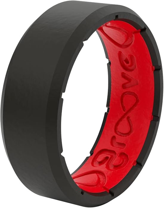 Groove Life Edge Silicone Ring - Breathable Rubber Wedding Rings for Men, Unique Design, Comfort Fit Ring