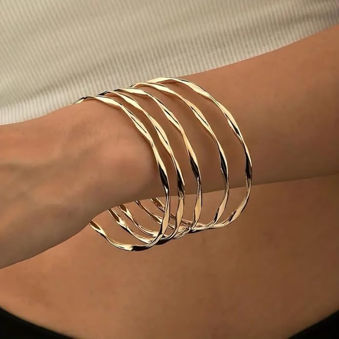 16Pcs Gold Bangle Bracelets for Women - Multi Layer Stackable Textured Bracelets Boho Jewelrys Set.