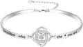 Valentines Day Gifts for Her, 18k White Gold Plated Love Knot Bracelets, Engraved Inspirational and Sentiment Bangle, Anniversary Birthday Jewelry Gift for Lover Wife Girlfriend Sister Friends