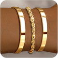 Gold Bracelets for Women 18k Gold Plated Bracelet Stack Bangle Cuff Bracelet Set for Women Non Tarnish Beaded/Paperclip/Cuban Link Chain Bracelets Jewelry for Women Trendy