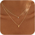Layered Initial Necklaces for Women, 14k Gold Plated Letter Necklace Set Dainty Gold Initial Necklace Stack Cute Layering Choker Necklaces for Women Trendy Fashion Jewelry