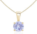 Angara Natural Tanzanite Solitaire Pendant for Women | Round Tanzanite Solitaire Pendant Necklace in 14K Solid Gold/Silver/Platinum With 18" Chain | December Birthday, Gemstone Jewelry Gift